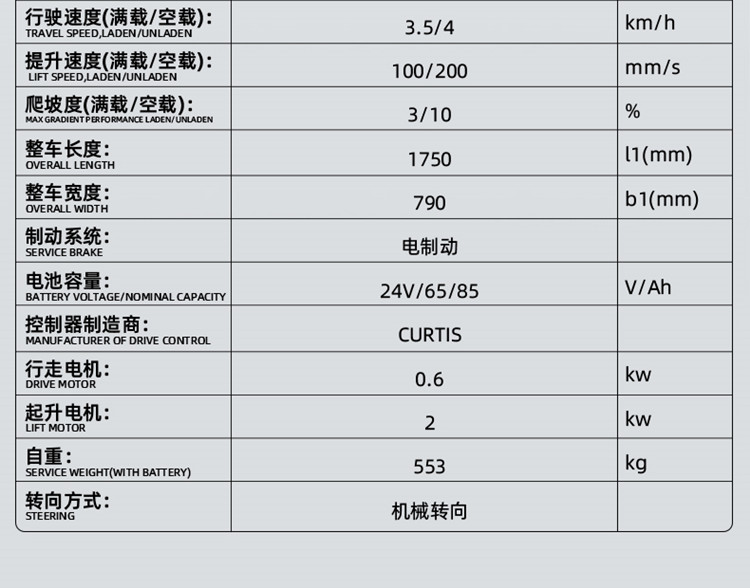 揚子叉車(chē) 步行式全電動(dòng)堆高車(chē)QDA(圖32)