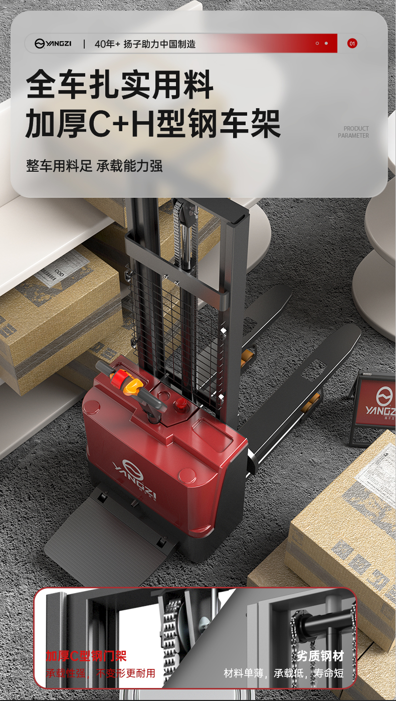 揚子堆高車(chē)PSP 站駕式全電動(dòng)堆高車(chē)(圖5)